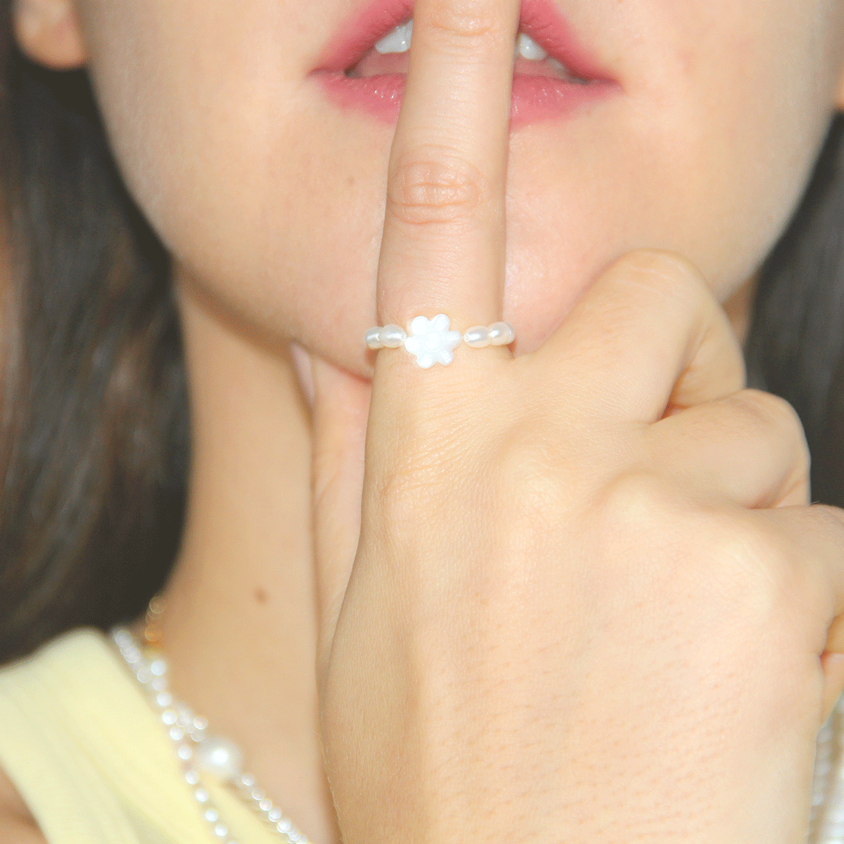 Little Flower Pearl Open Ring