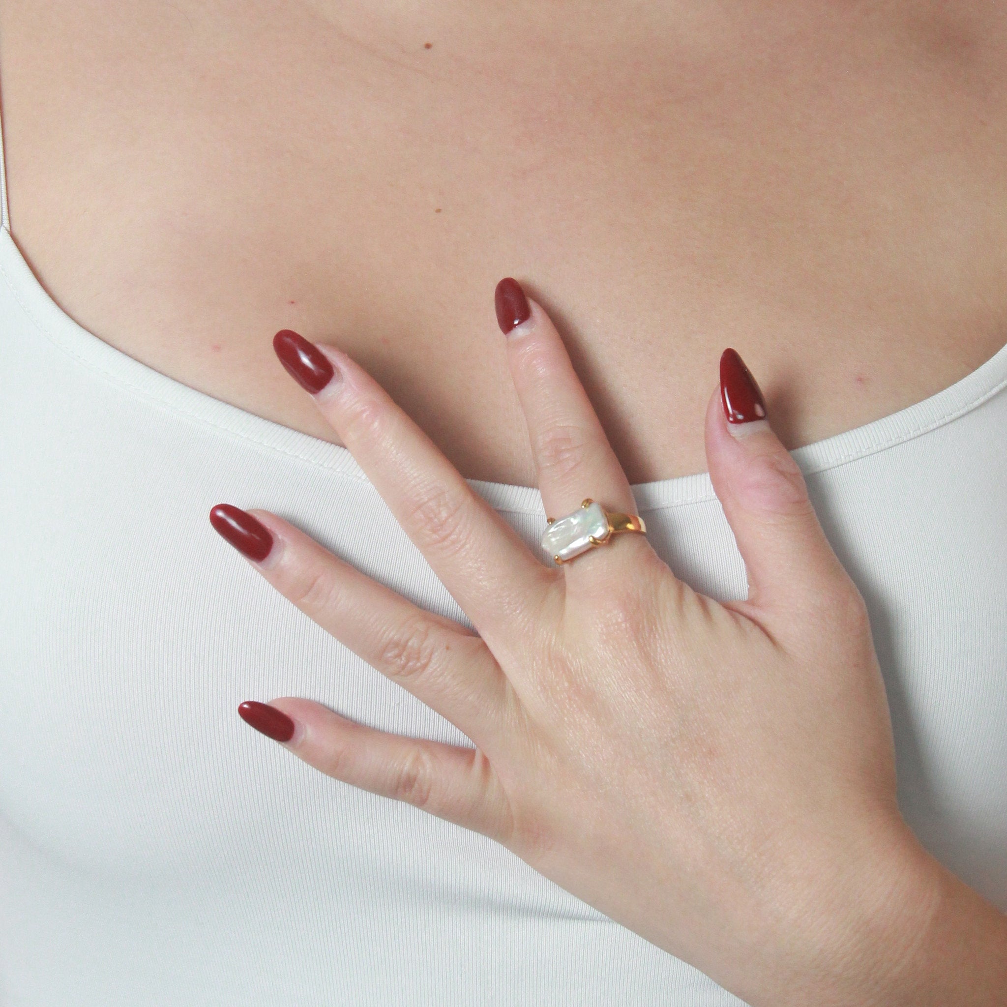 The Boujee Vintage Pearl Open Ring