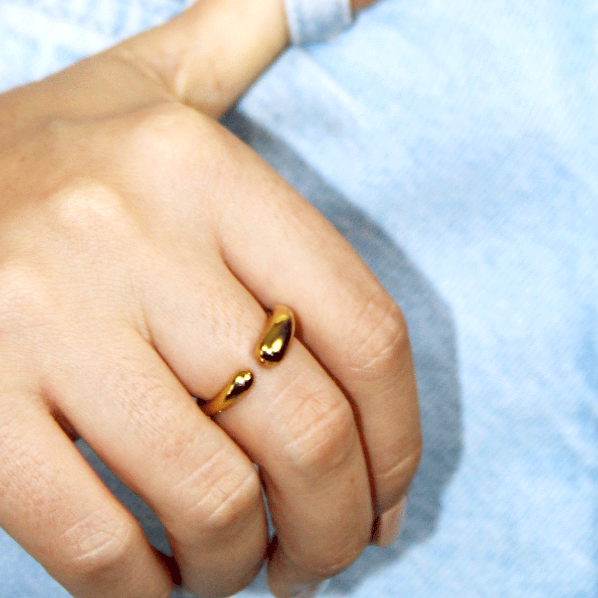 Circle Line Waterproof Open Ring in Gold