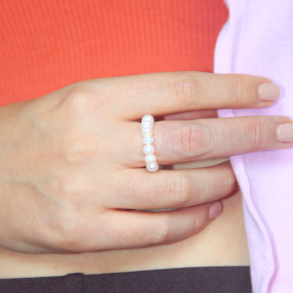 Marine Button Pearl Ring