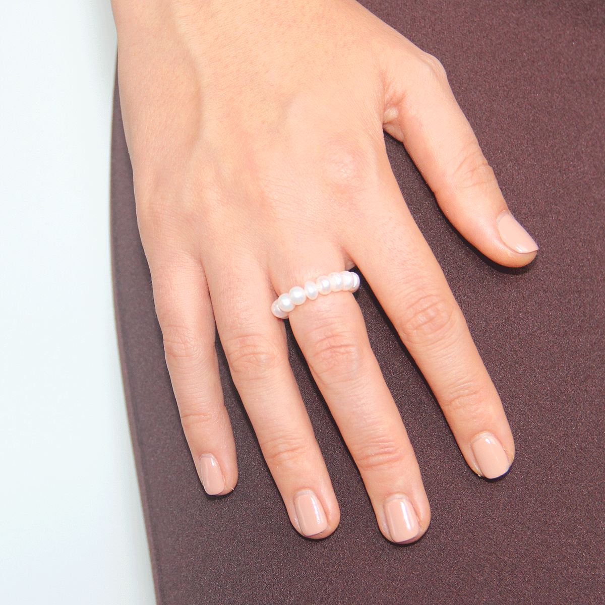 Marine Button Pearl Ring