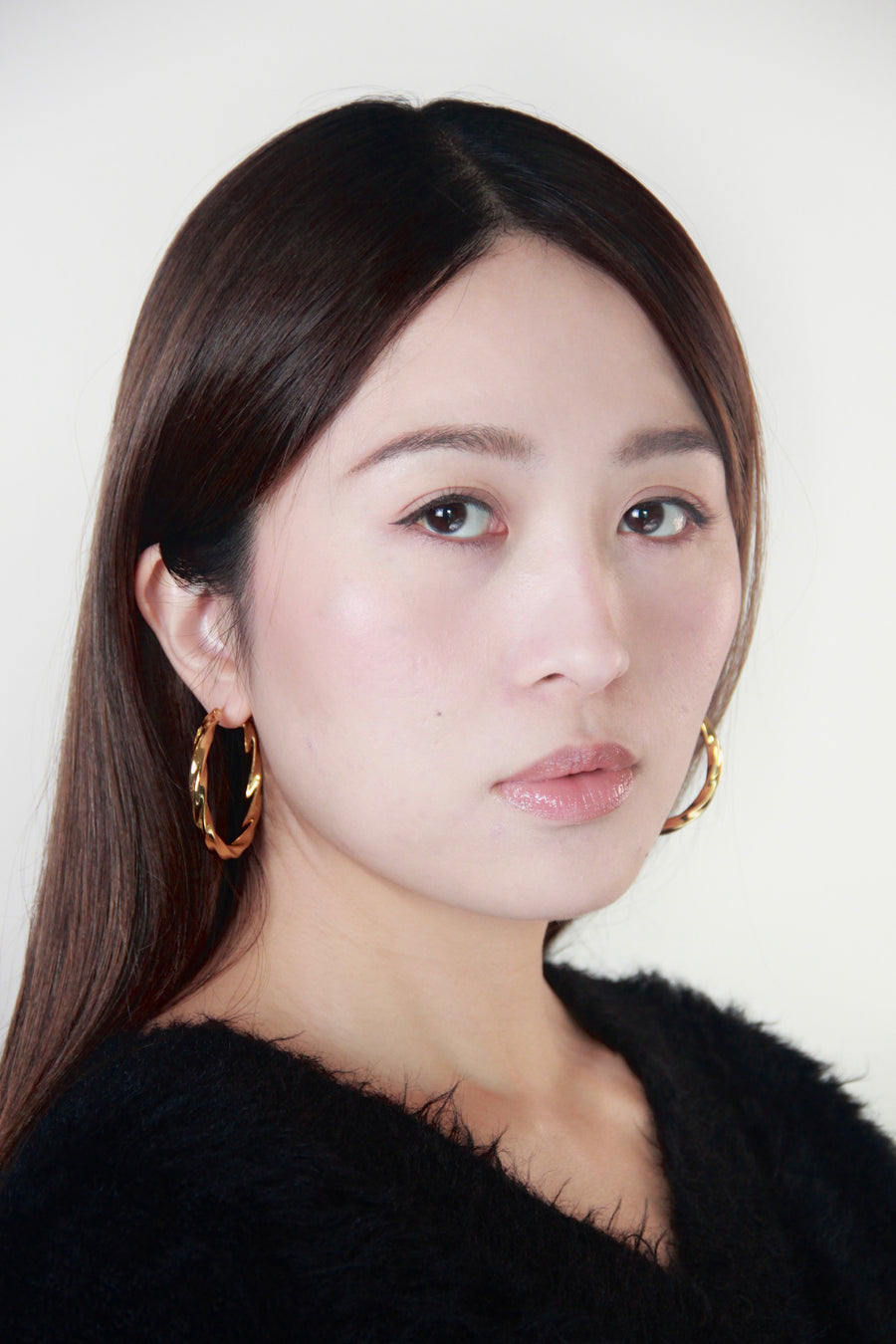 Braid Hoops 麻花圈圈金色防水耳環