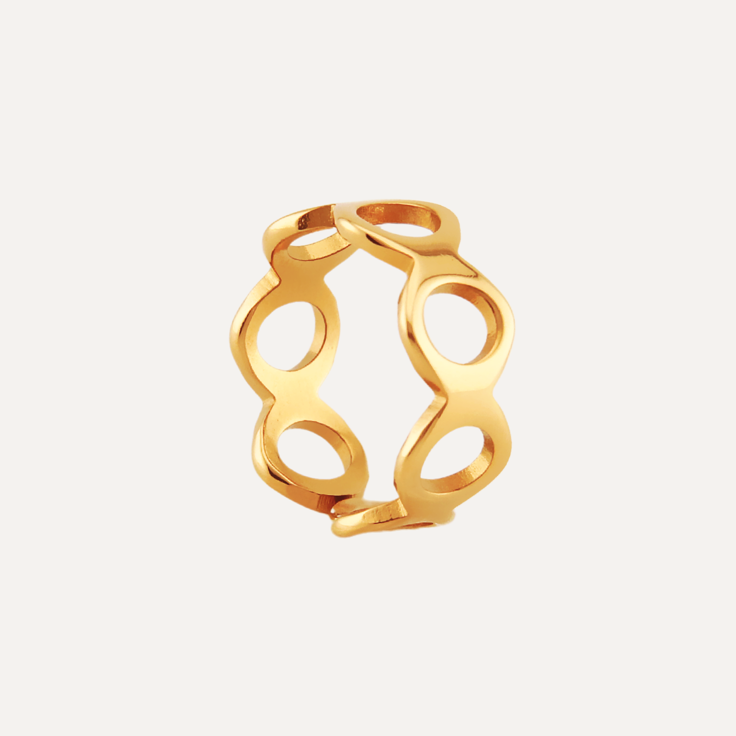 Honeycomb Waterproof Open Ring in Gold