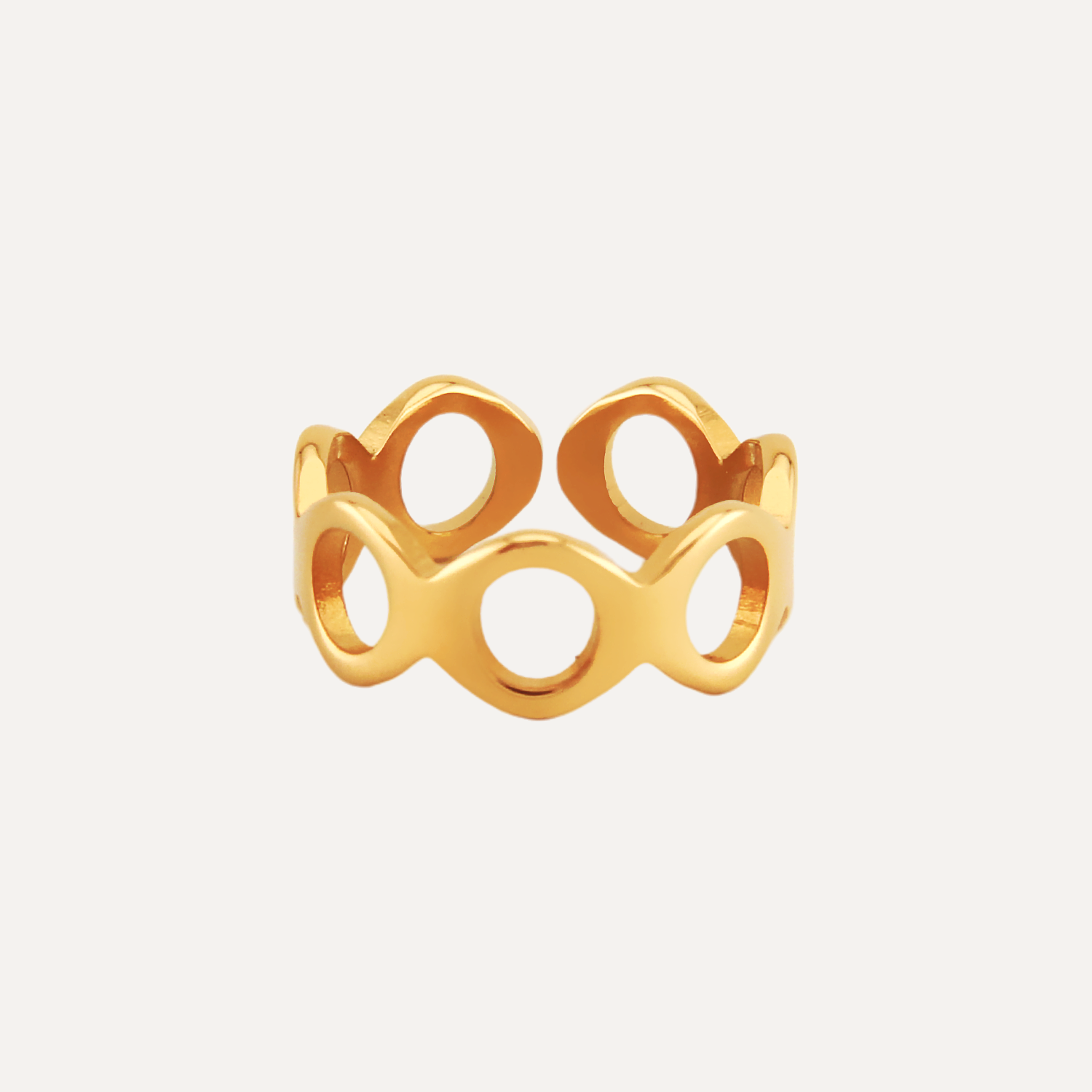 Honeycomb Waterproof Open Ring in Gold