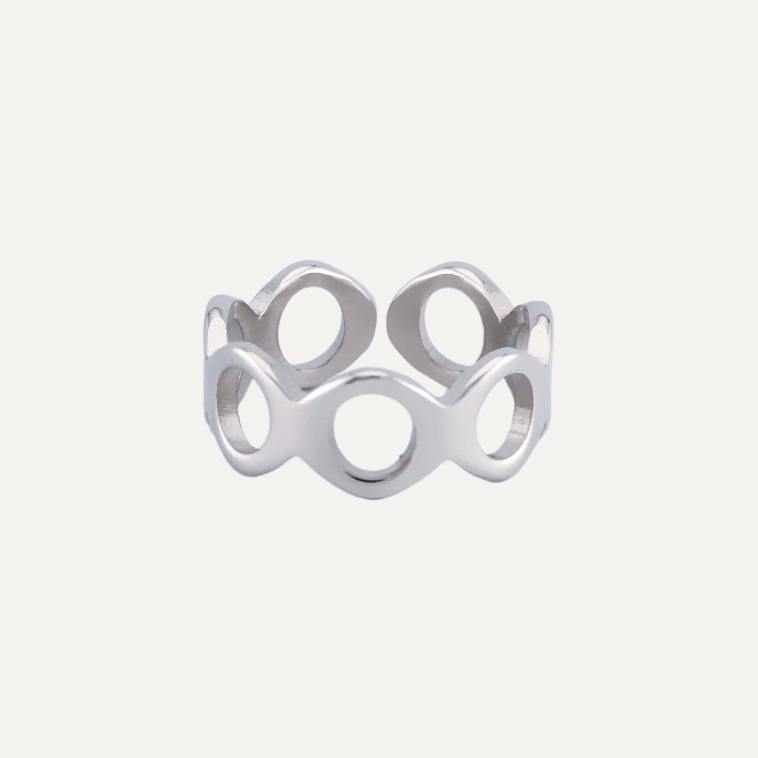Honeycomb Waterproof Open Ring in Silver