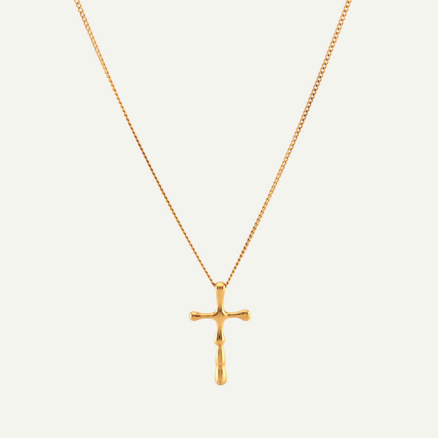 Pray Cross Waterproof Gold Necklace