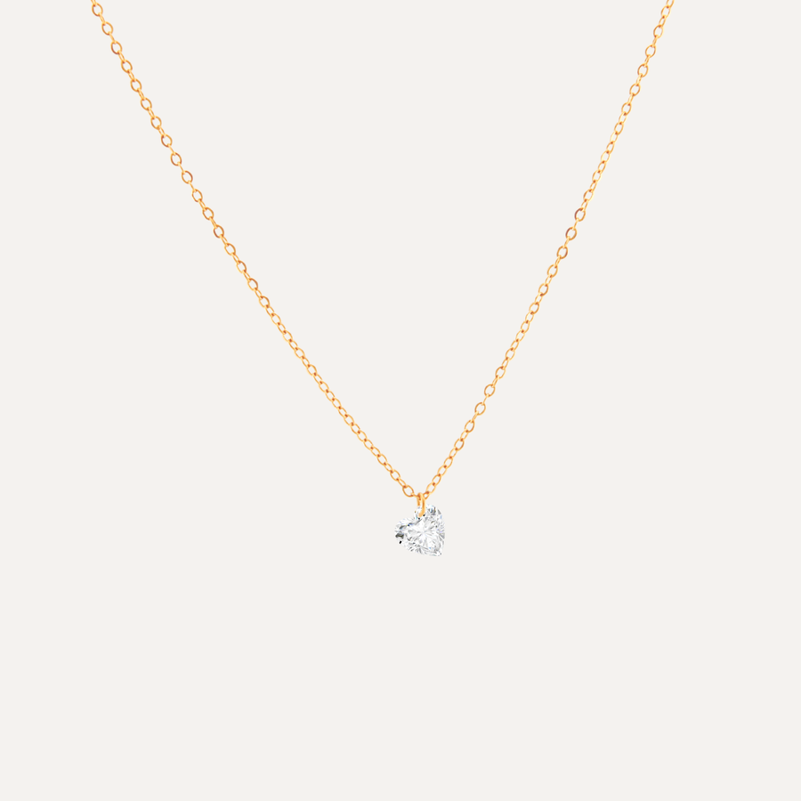 Floating Stone Heart Sapphire Necklace