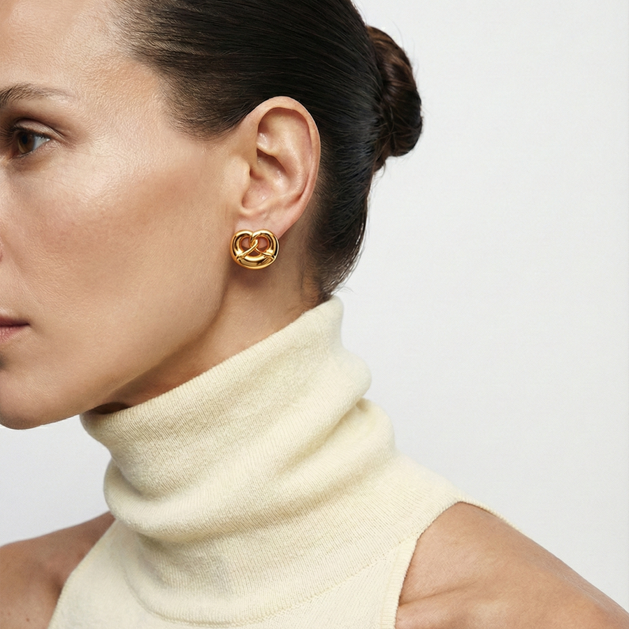 Pretzel Gold Waterproof Earrings