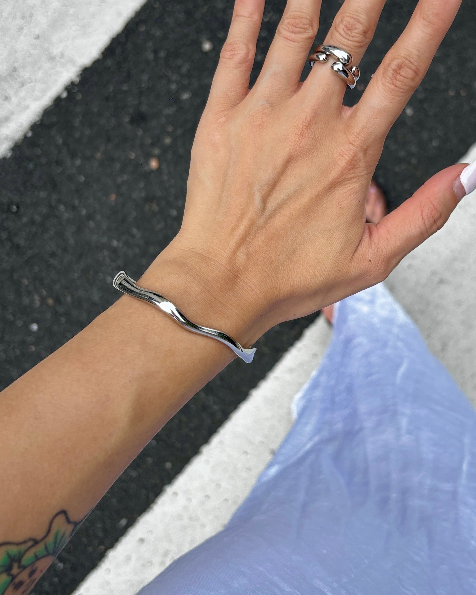 Oslo Cuff Bangle in Silver