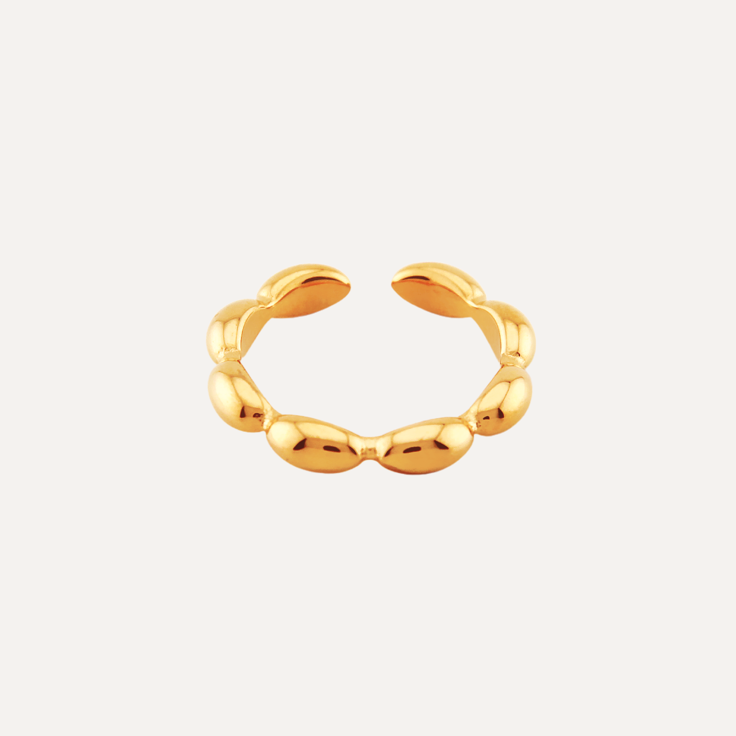 Lava Bead Waterproof Open Ring in Gold