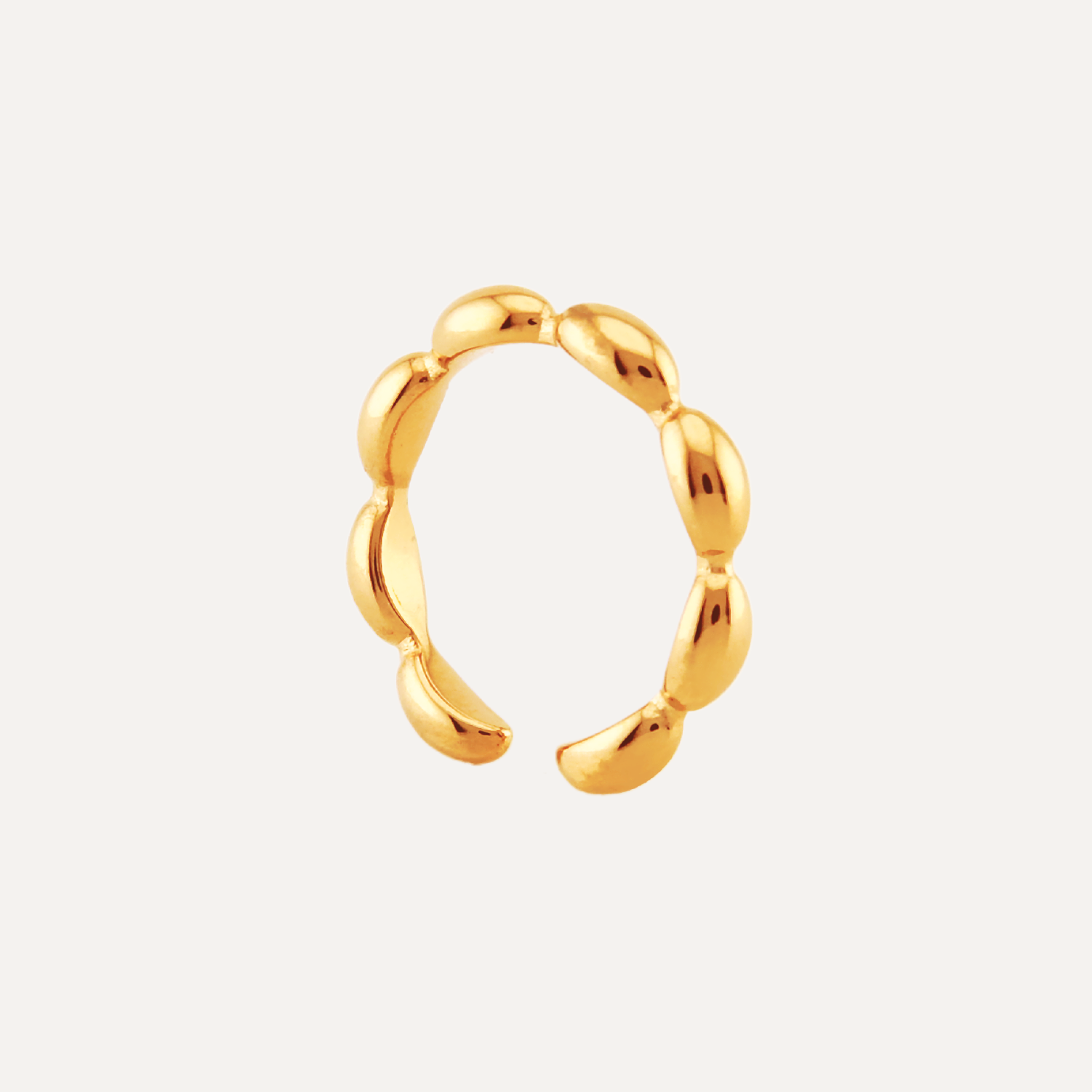Lava Bead Waterproof Open Ring in Gold
