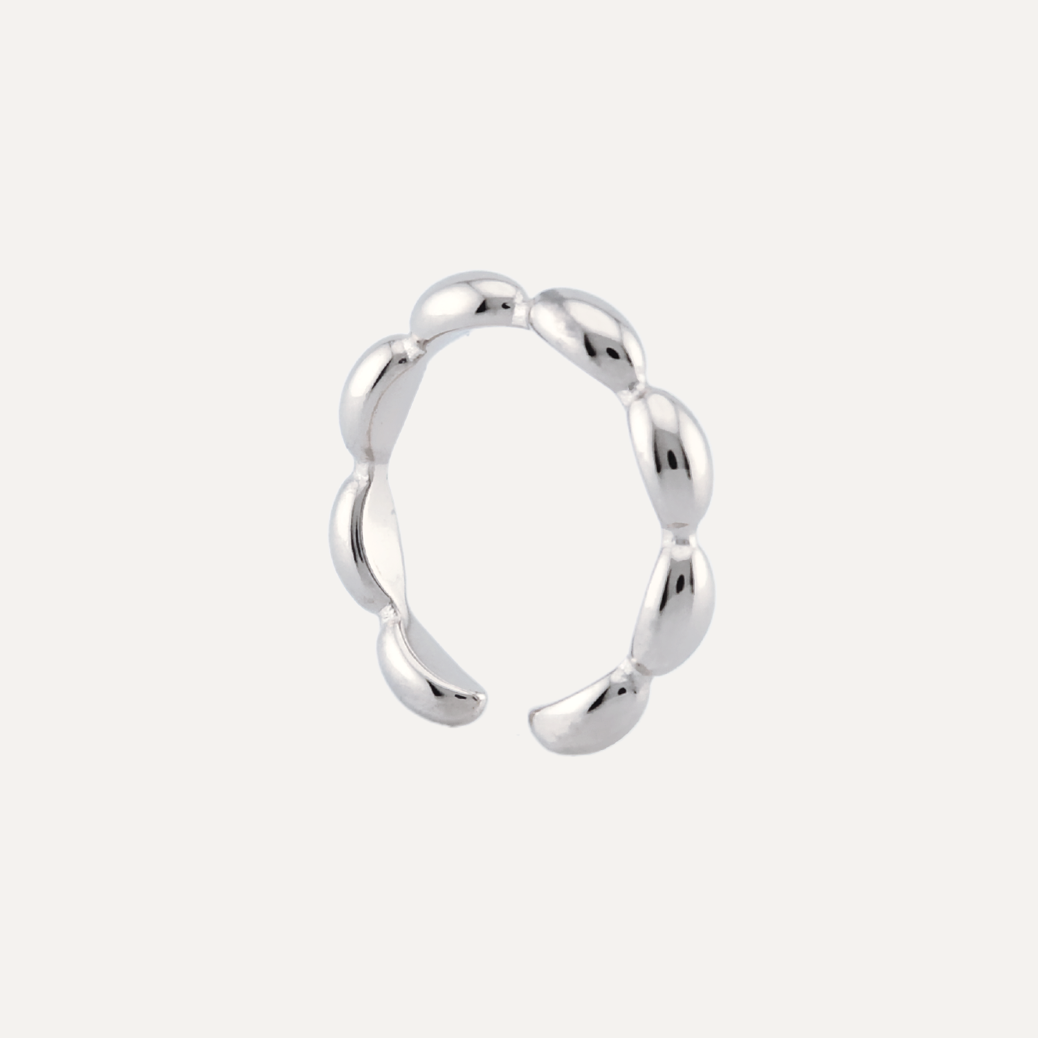 Lava Bead Waterproof Open Ring in Silver