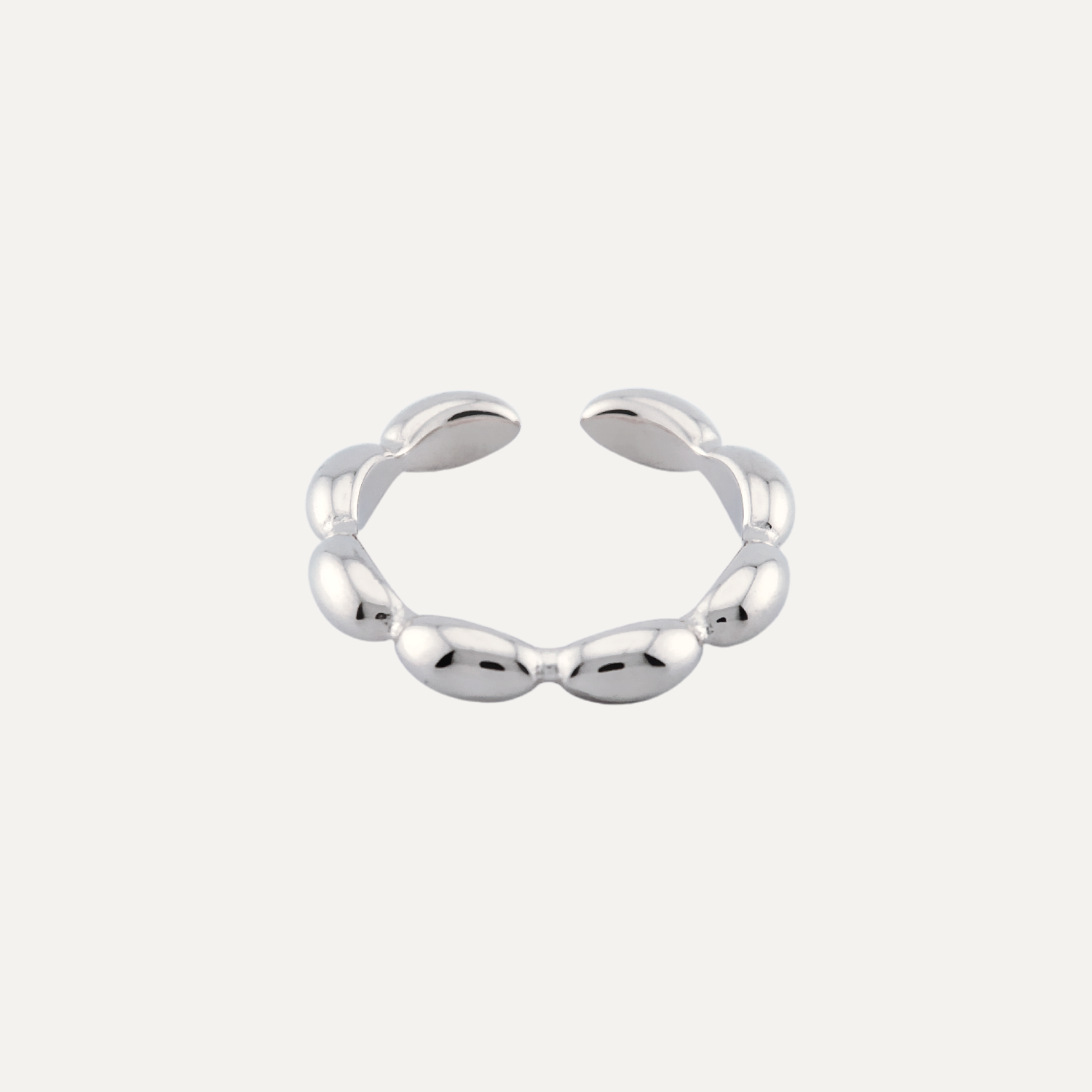 Lava Bead Waterproof Open Ring in Silver
